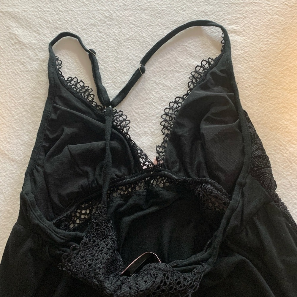 Lacy Details Victoria’s Secret T Strap Slip Dress Black Lace Bodice Romantic - Picture 6 of 10